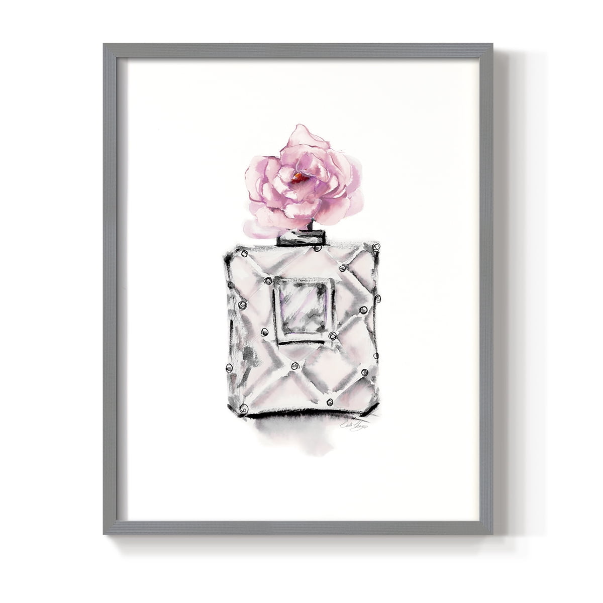 Perfume Bottle in Gray Solid Wood 22 x 28 Framed Print