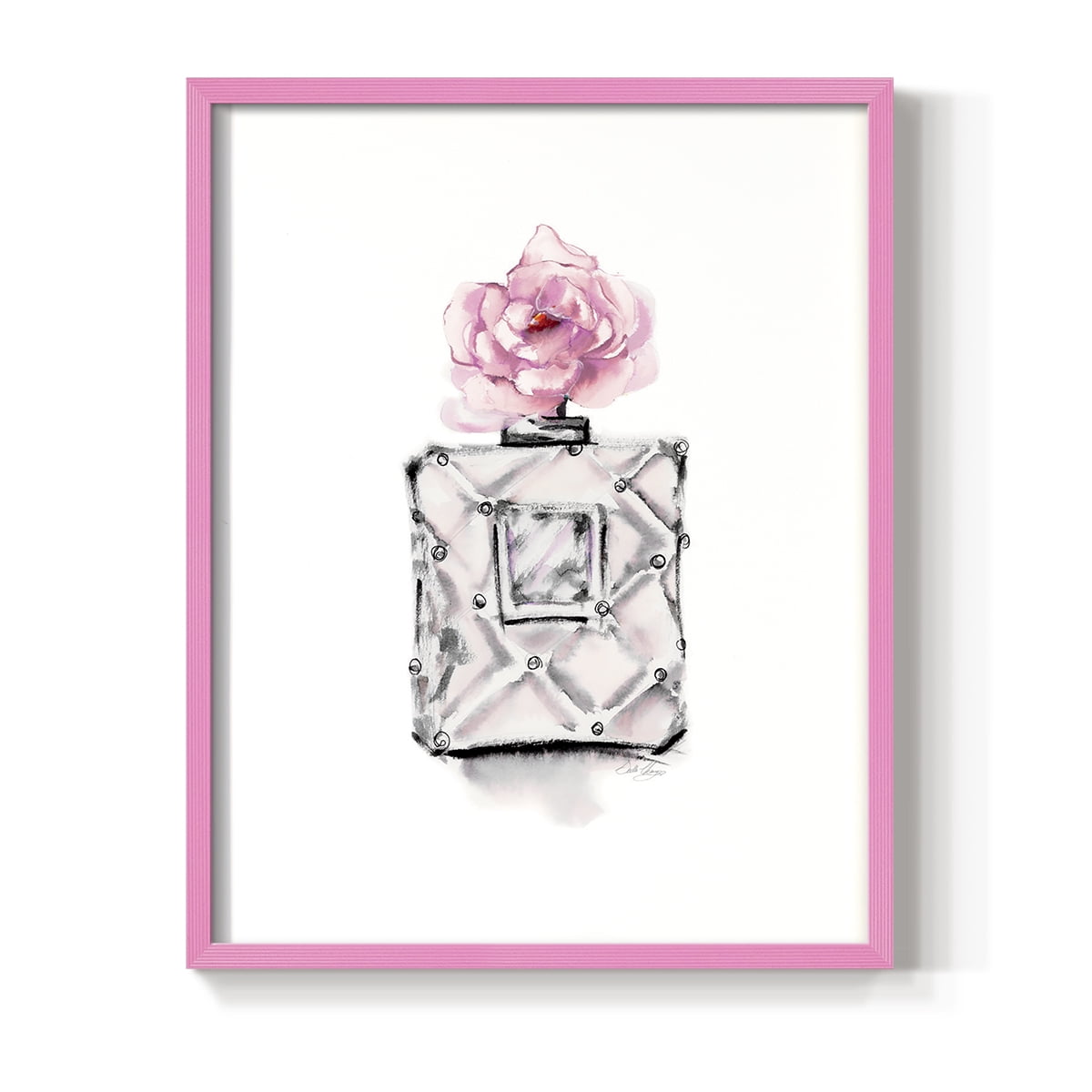 Perfume Bottle in Pink Solid Wood 8 x 10 Framed Print