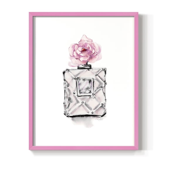 Perfume Bottle in Pink Solid Wood 8 x 10 Framed Print