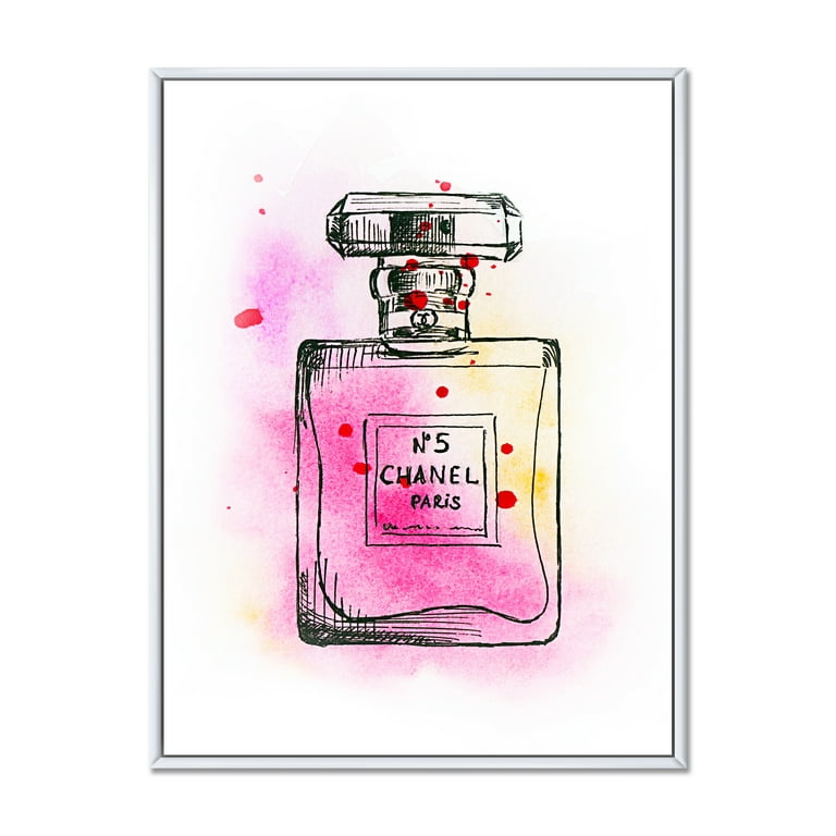 Perfume Chanel Five Pink Strokes 24 in x 32 in Framed Painting Canvas Art  Print, by Designart