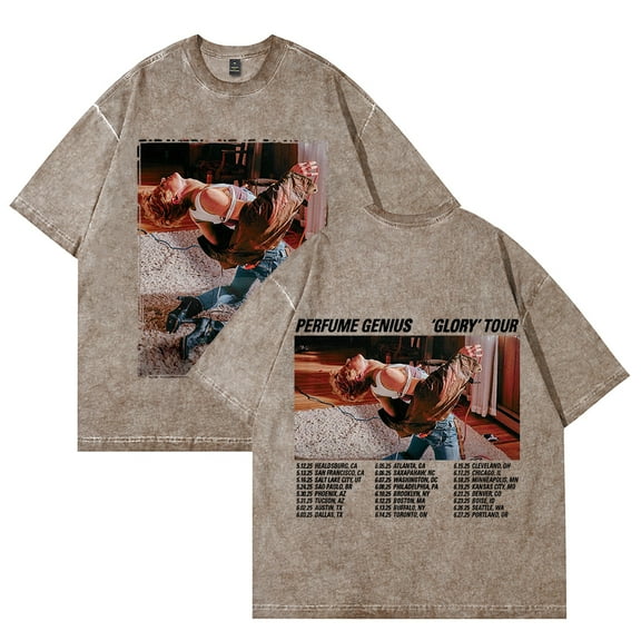 Perfume Genius Glory Tour 2025 Washed Cotton Tshirt Casual Short Sleeve Hip Hop Tees