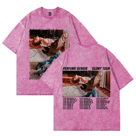 Perfume Genius Glory Tour 2025 Washed Cotton Tshirt Casual Short Sleeve Hip Hop Tees