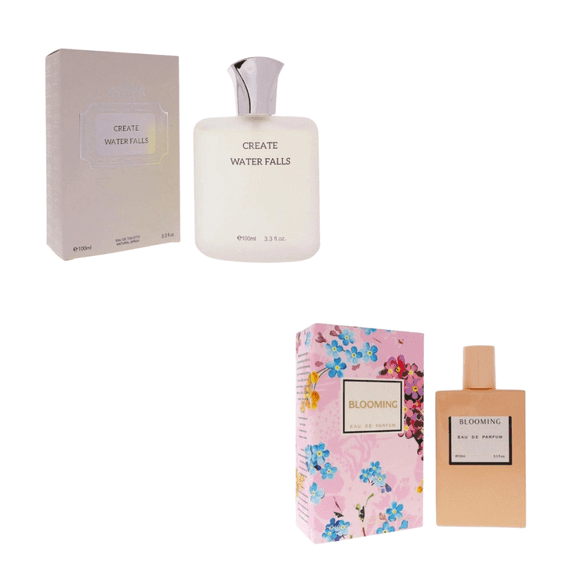Perfume Gift Set for Men and Women 2 Pack  Create Waterfalls Cologne + Blooming Perfume