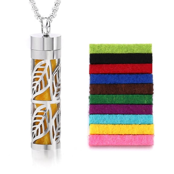 Perfume Locket Necklace, Diffuser Essential Oil Necklace, Stainless Steel Aromatherapy Locket Anxiety Relief Necklace for Men Women Unique Gift Jewelry for Mother's Day 9CH6