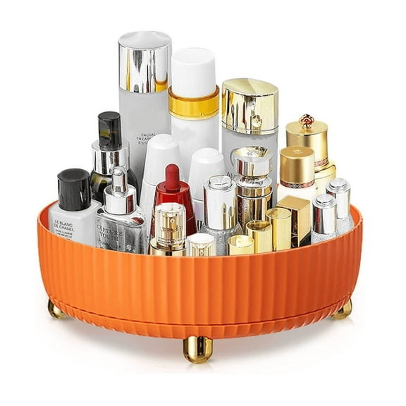 Perfume Organizer, 360Rotating Round Makeup Organizer for Vanity,Bathroom,Kitchen,Orange Modern Lazy Susan Skincare Organizers,Dresser Organizer with Large Capacity for Your Jewelry,Lotions,Perfumes