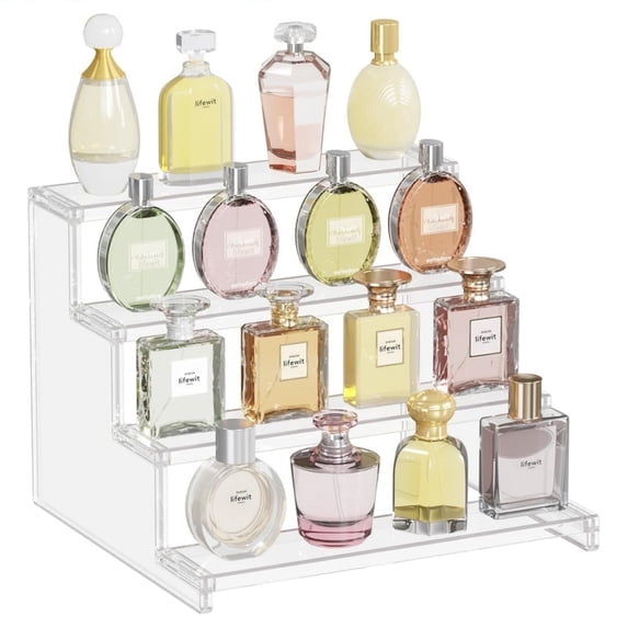 Perfume Organizer Bedroom Decor, Cologne Cupcake Stand, Tool-Free Assembly, Makeup Display Shelf, Clear, 12"