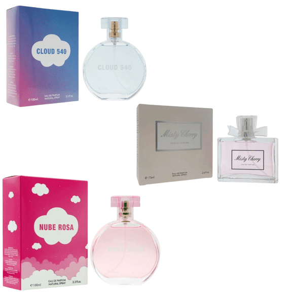 Perfumes for Women 3 Pack Set Cloud 540 + Misty Cherry + Nube Rosa Perfume | Perfume Gift Set for Her