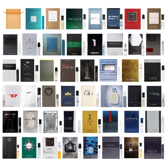 Perfumeshrine 10 Men's Designer Cologne Samples with Organza Bag Assorted Scents 0.5 oz
