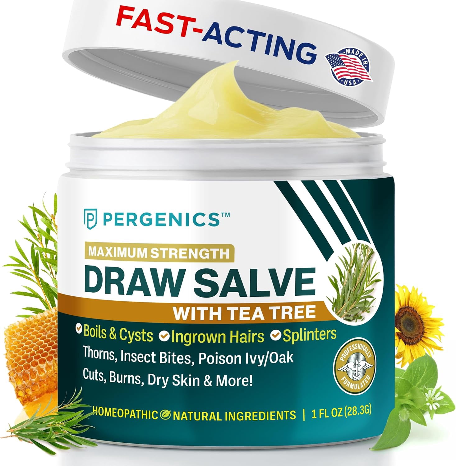 Pergenics Drawing Salve Tea Tree Ointment 1 oz - Natural Drawing Salve ...