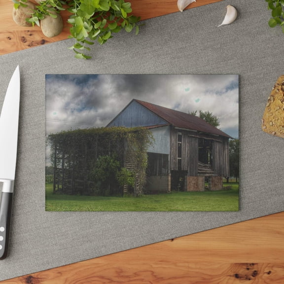 U R There Photography Pergola Barn Rustic Farmhouse Tempered-Glass Cutting Board 8"x 11"