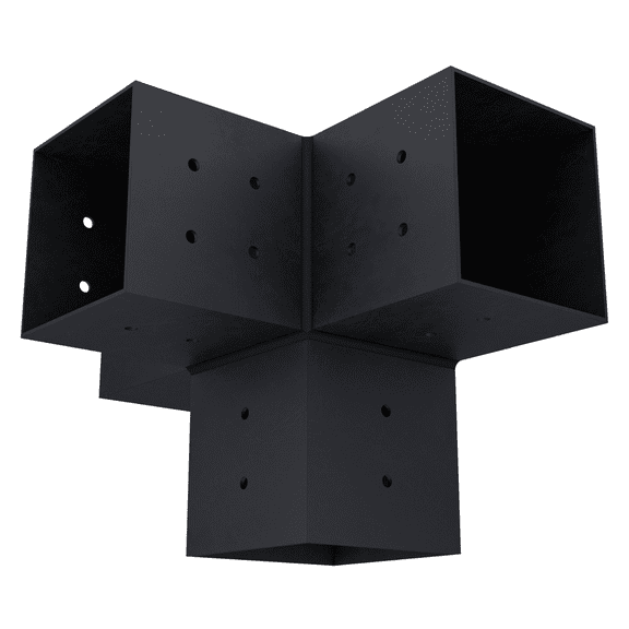 Pergola Beam Brackets (4x4 Steel) with 4 Channels for the Post and 3 Beams of a DIY Wood Pergola (3-Pack)