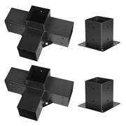 Pergola Bracket Kit 4x4 Inch, 2 Pcs 4-Way Heavy Duty Corner Brackets - Woodworks DIY Post Base for Gazebos, Patios, Log Cabins, Stable & Secure