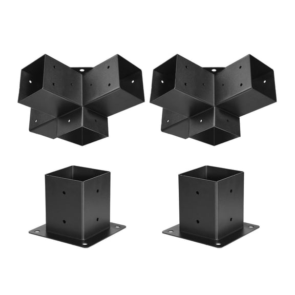 Pergola Bracket Kit 4x4 Inch, 2 Pcs Heavy Duty Corner Brackets for Woodworks, DIY Post Base, Gazebos, Patio Pergolas, Log Cabin - Steel Construction