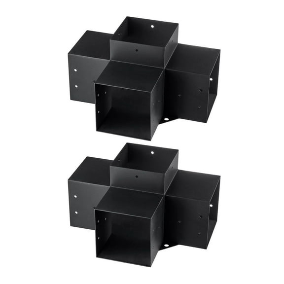 Pergola Bracket Kit 6x6, 2pcs Heavy Duty 4-Way Corner Brackets, DIY Post Base for Gazebos, Patio, Outdoor Woodworks, Wooden Beams Hardware