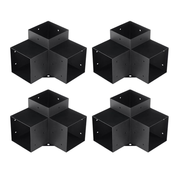 Pergola Bracket Kit 6x6, 4pcs Heavy Duty Corner Brackets, 3-Way Post Base for Gazebos, Patio Pergolas, Outdoor Woodworks, DIY Project - Steel Construction