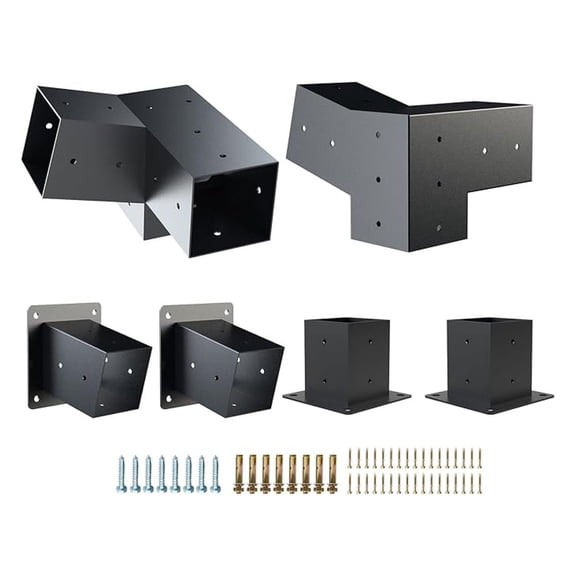 Pergola Brackets, 2 Pack 15° 3-Way Corner Bracket for 4x4 Wood Beams - Woodworks Pergola Kit, Elevated Wood Stand, Post Base
