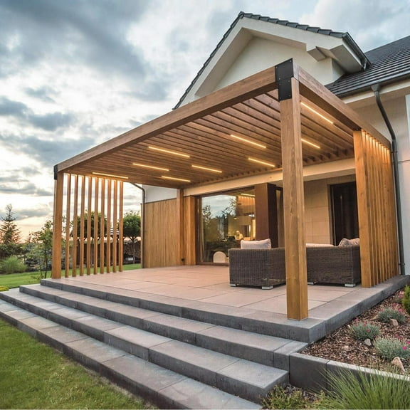 Pergola Brackets, Galvanized Steel Pergola Kits, 4 Pieces Fit Connecting Wooden Deck Patio Post, Heavy Duty Set Hardware for Gazebo, Porches, Post Caps Tie Bracket (3.5*3.5 inches)