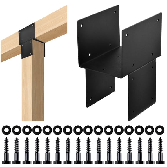 Pergola Brackets, Galvanized Steel Pergola Kits, 4 Pieces Fit Connecting Wooden Deck Patio Post, Heavy Duty Set Hardware for Gazebo, Porches, Post Caps Tie Bracket (5.5*5.5 inches)