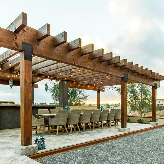 Pergola Brackets Galvanized Steel Pergola Kits 4 Pieces Fit Connecting Wooden Deck Patio Post Heavy Duty Set Hardware for Gazebo Porches