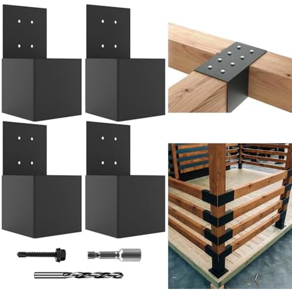 Pergola Brackets Post Top Rafter Brackets 4" x 4" (Actual:3.5" x 3.5") ,DIY Woodwork Brackets Connectors for Deck Railing,Wall Mount Bracket for Outdoor Gazebos,Porchs W/Hardware - 4Pack