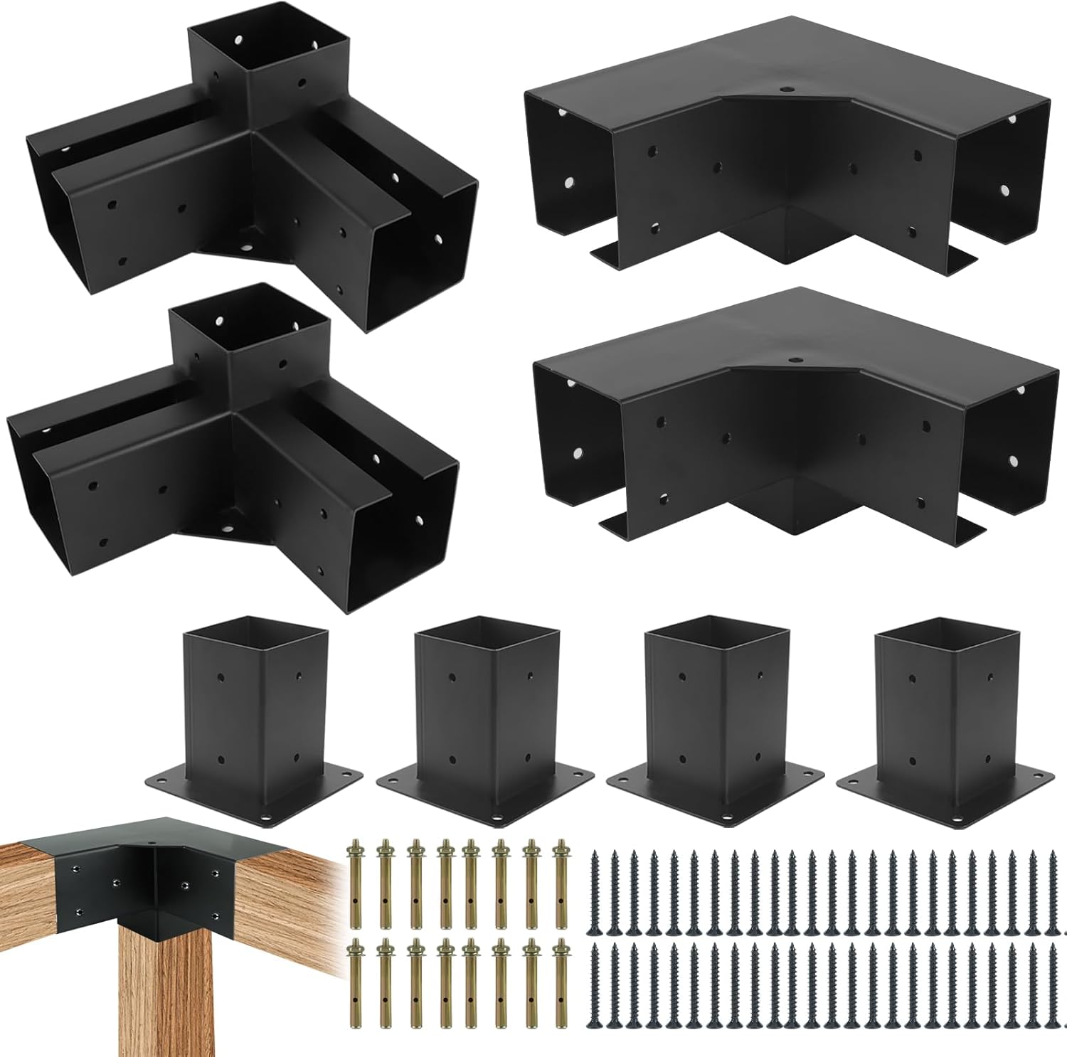 Pergola Gazebo Brackets-Kit 4x4 - 3-Way DIY Pergola Right Angle Corner ...