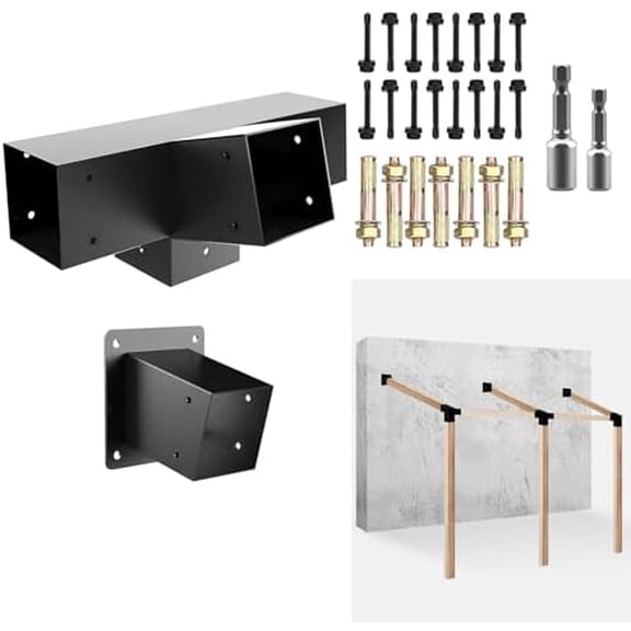Pergola Slanted Roof Bracket kit,3-Way 30-Degree Right Angle Corner Bracket with Wall Mount Post Base for 4x4 (Actual:3.5x3.5) Lumber for Pergolas/Gazebos,Porchs - 4Pack$$Garden & Patio