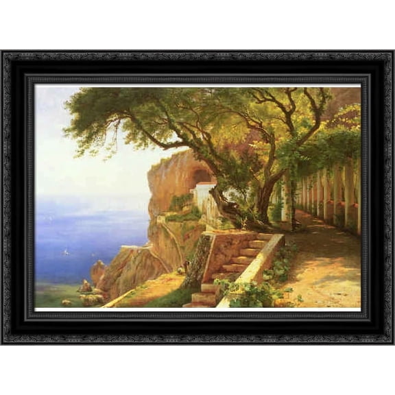 Pergola in Amalfi 24x19 Black Ornate Wood Framed Canvas Art by Aagard, Carl Fredrik