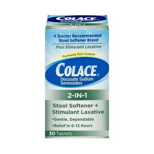 PERI-COLACE Peri Colace Stool Softener & Stimulant Laxative, Docusate Sodium 4mg, 30ct
