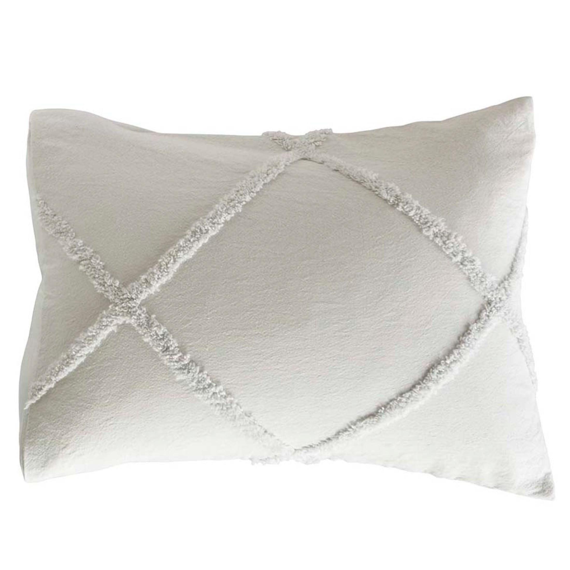 Gray Cotton Chenille Lattice Standard Pillow Sham