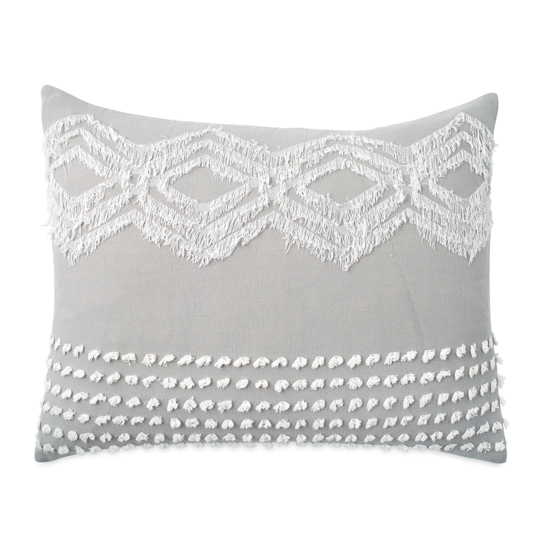 Modern Vintage Geo-Cut Cotton Sham in Grey