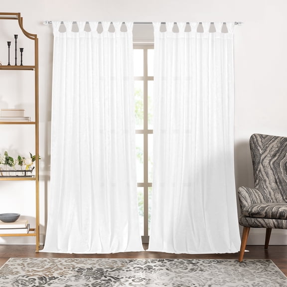 Peri Tulip Tab Top Window Curtain Panel52"Wx63"L-White