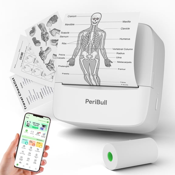 PeriBull P21 Portable Bluetooth Thermal Label Printer - Wireless, Inkless, Rechargeable, Suitable for Office and Home Organization