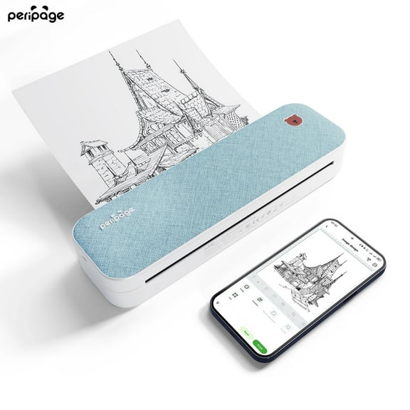 Peripage A40 Thermal Portable Wireless Inkless Bluetooth Mobile Travel Photo Printers, Blue