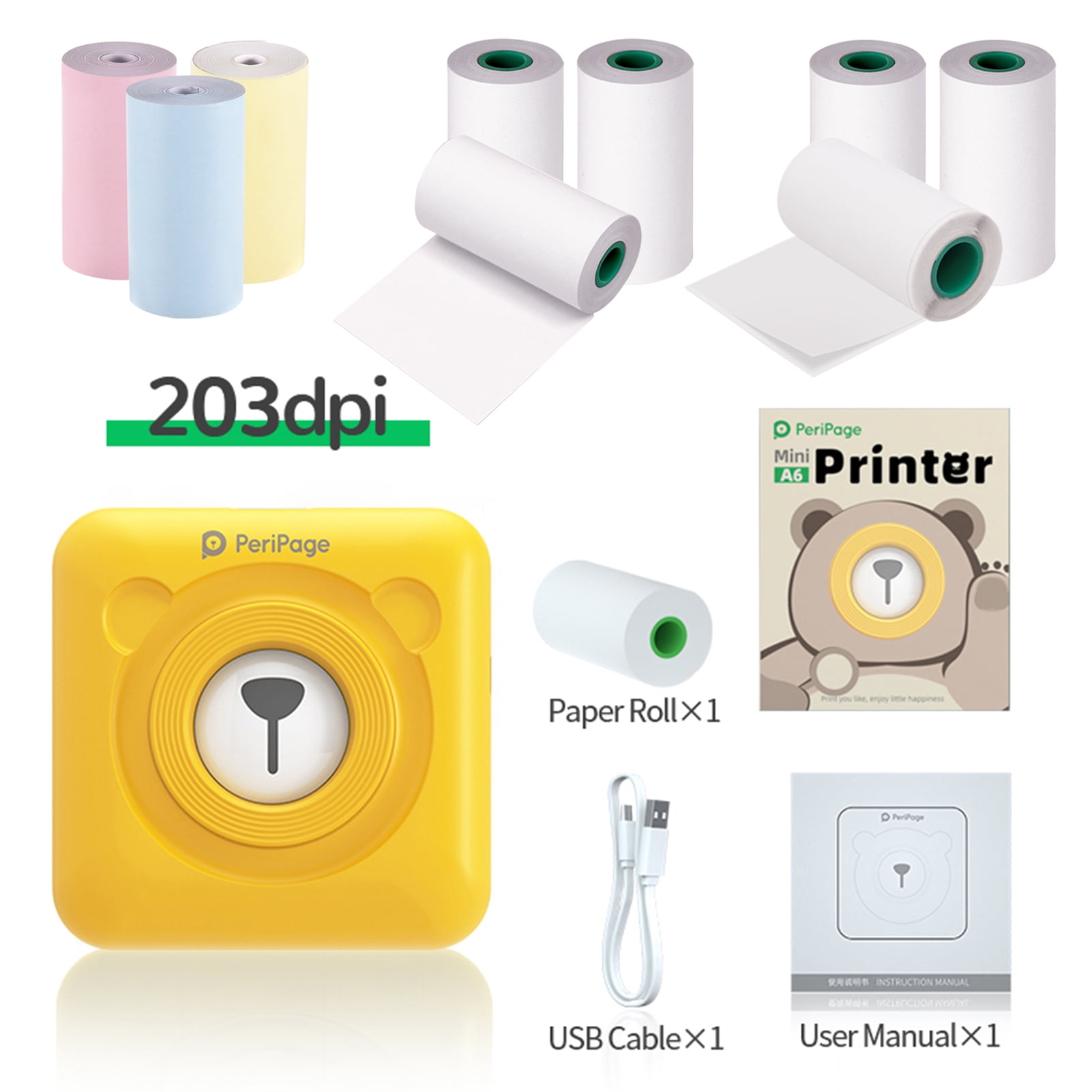 PeriPage Thermal Printer Pocket Wireless BT Picture Photo Label Memo  Receipt Paper Printer,Mint Green 