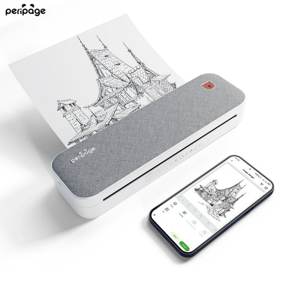 PeriPageA40 Thermal Portable Printer, Supports 8.26"x11.69" US Letter, Wireless Inkless Bluetooth Mobile Travel Printer, Compatible with Android and iOS, Prints Documents, Tattoo Paper, Photos(Grey)