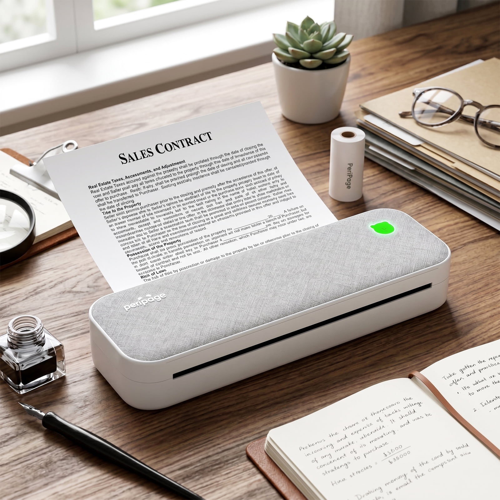 PeriPageA40 Thermal Portable Printer, Supports 8.26"x11.69" US Letter, Wireless Inkless Bluetooth Mobile Travel Printer, Compatible with Android and iOS, Prints Documents, Tattoo Paper, Photos(Grey)
