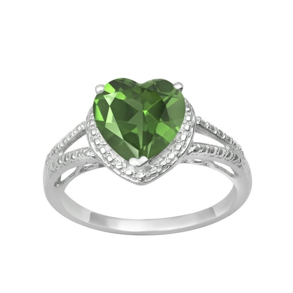 Peridot 925 Sterling Silver 8MM Heart Shape Women Valentines Day Gifts Ring
