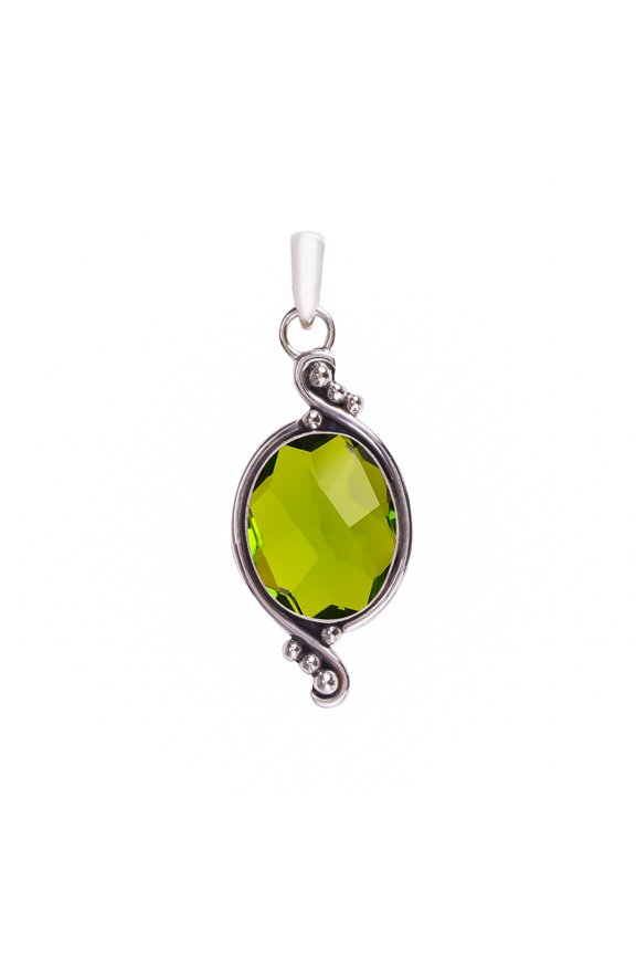 Peridot 925 Sterling Silver Pendant V7601, Solitaire Pendant, Green Pendant, Oval Pendant, Gift For Her, Peridot Pendant