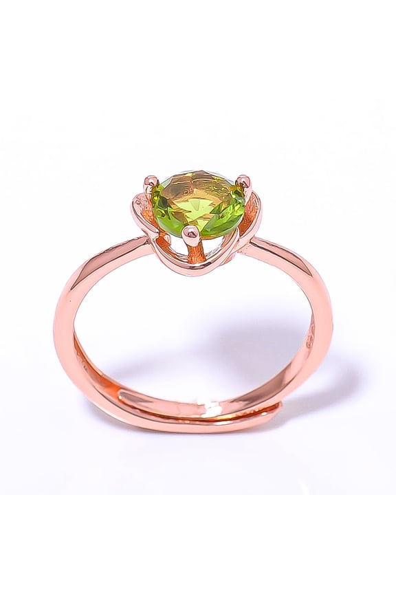 Peridot 925 Sterling Silver Rose Gold Plated Ring Adjst RC7382-1_2, Gemstone Jewelry, Birthday Gift, Christmas Gift