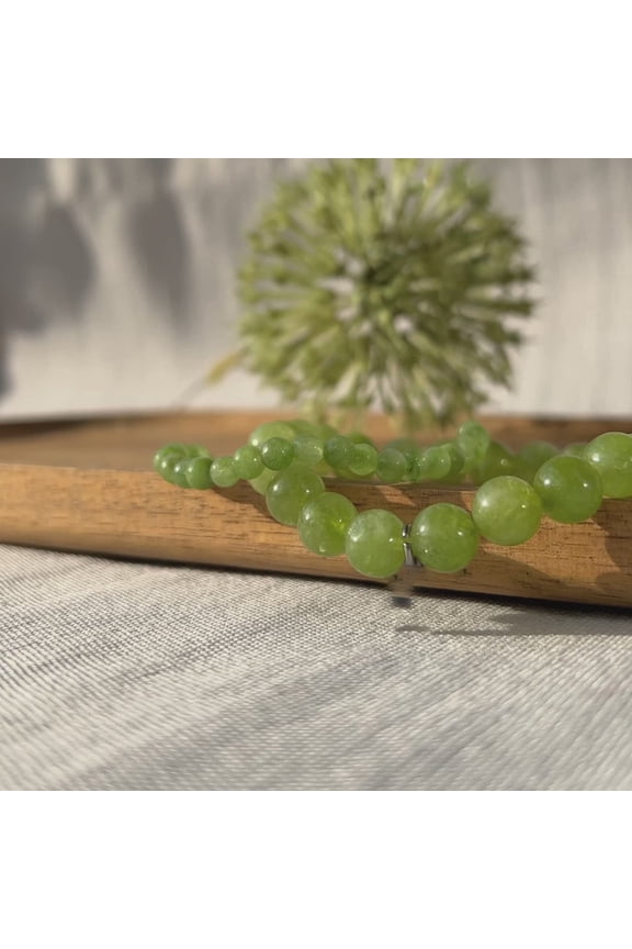 Peridot Bracelet Mini | Stone Beads Bracelet | Focus on Heart Chakra | Stunning Gem Patterns Tones | I am renewed and revitalized. Peridot is the vitality stone. Known for its rejuvenating q