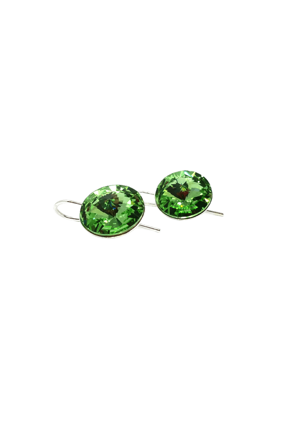Peridot Colored Swarovski Crystal Rhinestone Earrings