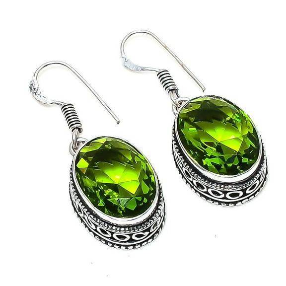 Peridot Earrings 925 Sterling Silver | Handmade Green Gemstone Jewelry | August Birthstone Gift for Women