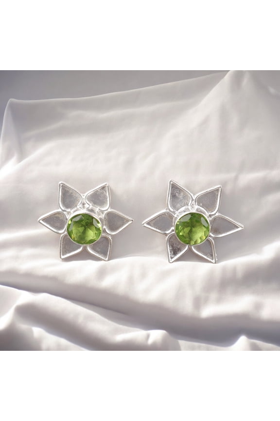 Peridot Earrings 925 Sterling Silver Jewelry