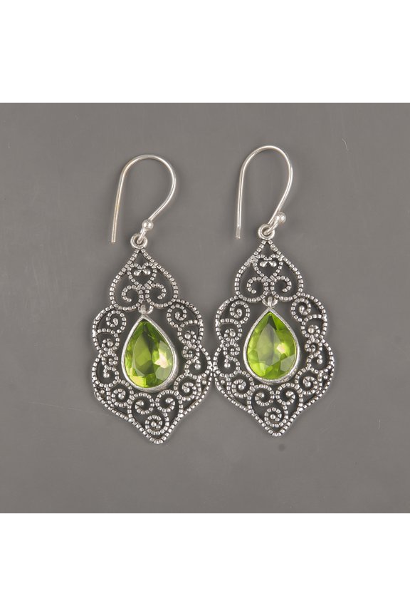 Peridot Earrings 925 Sterling Silver Jewelry
