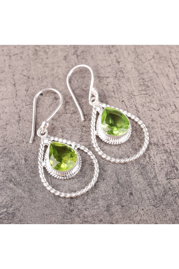 Peridot Earrings 925 Sterling Silver Jewelry