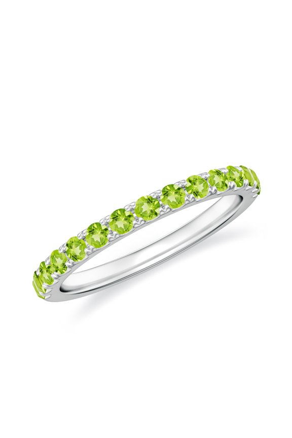 Peridot Eternity Band Ring for Women White Gold Plated Solid 925 Sterling Silver Stackable Ring Unique Anniversary Promise Ring Jewelry Gift for Her Ring Size 9