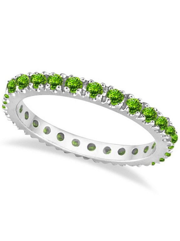 Peridot Eternity Stackable Ring Band 14K White Gold (0.75ct)