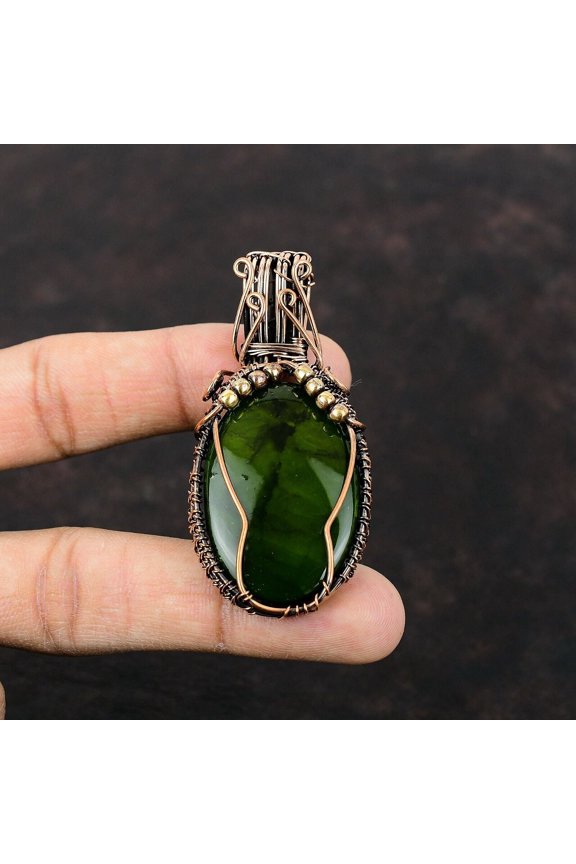 Peridot Fire Labradorite Copper Mother Gift Wire Wrapped Pendant 2.6"