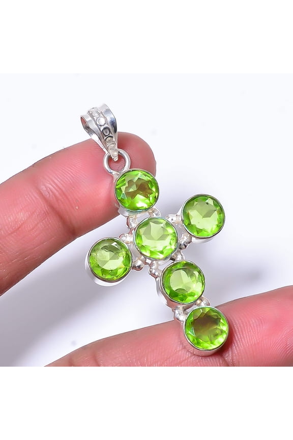 Peridot Gemstone 925 Sterling Silver Handmade Pendant 2.03" P55