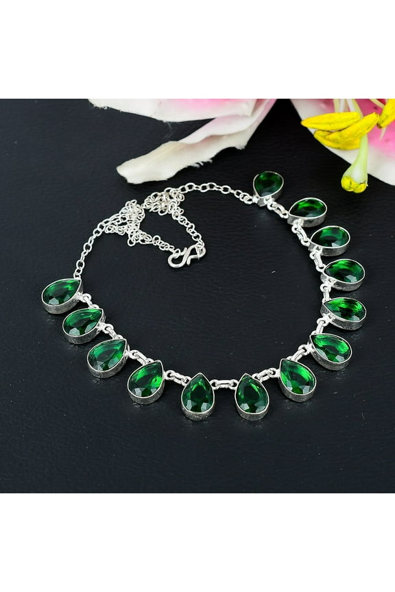 Peridot Gemstone Handmade 925 Sterling Silver Jewelry Necklace 18"